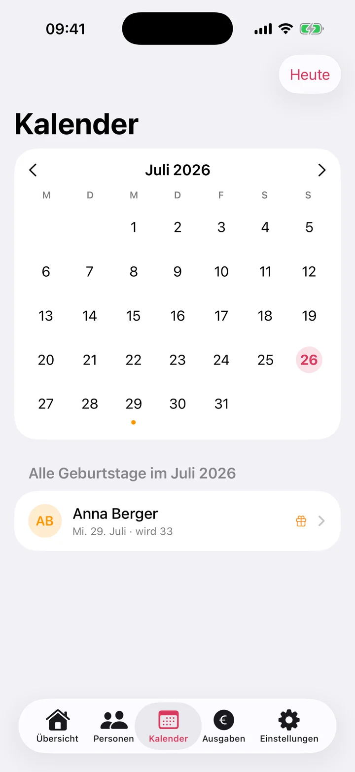 Geburtstagskalender in Geschenklio